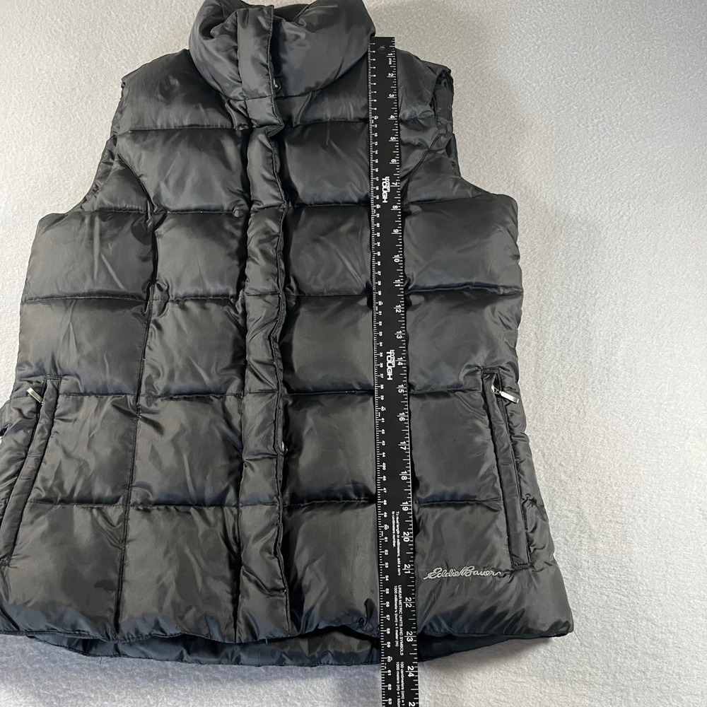 Eddie Bauer Womens Goose Down Puffer Vest Black Quilted Full Zip Snap Small - Picture 7 of 10
